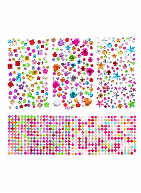880pcs Gem Stickers Rhinestones for Crafts Self Adhesive Jewels Stickers Acrylic Gems DIY Craft Decorative Diamond Stickers Small Stickers for Kids