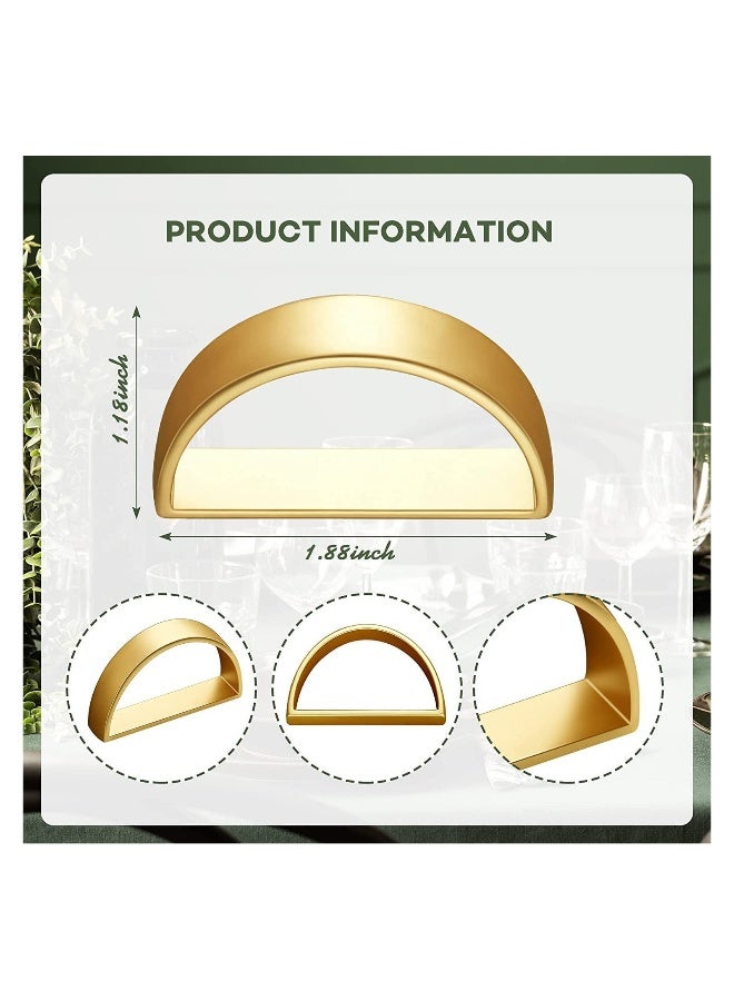 10 قطع حلقات المناديل من الفولاذ المقاوم للصدأ باللون الذهبي، تصميم نصف دائري حديث لحمل المناديل في إعدادات الطاولة والمطابخ والحفلات العشاء والزفاف - Image 4