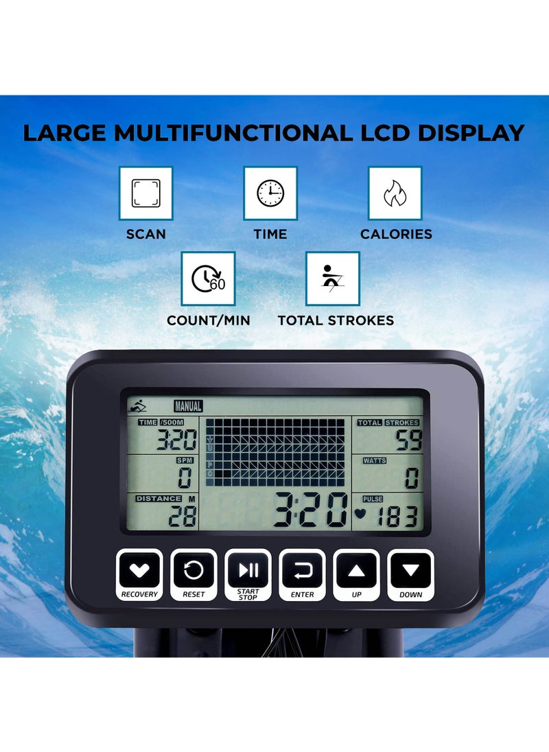 Fitness® Rwc-1000 Water Rowing Machine With Digital Display For Commercial Use,8 Levels Of Water Resistance,Maximum User Weigh Is 135Kg Of Rower