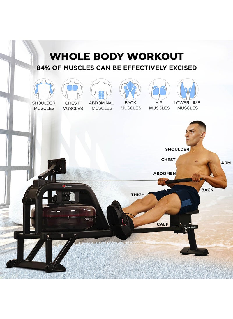Fitness® Rwc-1000 Water Rowing Machine With Digital Display For Commercial Use,8 Levels Of Water Resistance,Maximum User Weigh Is 135Kg Of Rower