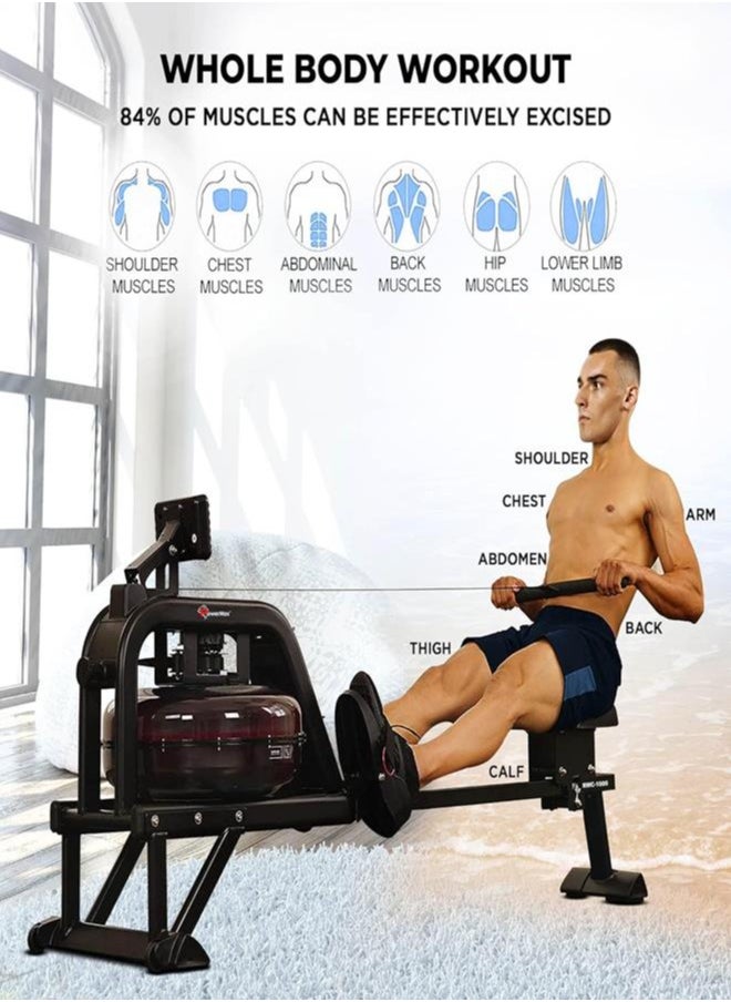 PowerMax Fitness - Fitness® Rwc-1000 Water Rowing Machine With Digital Display For Commercial Use,8 Levels Of Water Resistance,Maximum User Weigh Is 135Kg Of Rower - Image 1