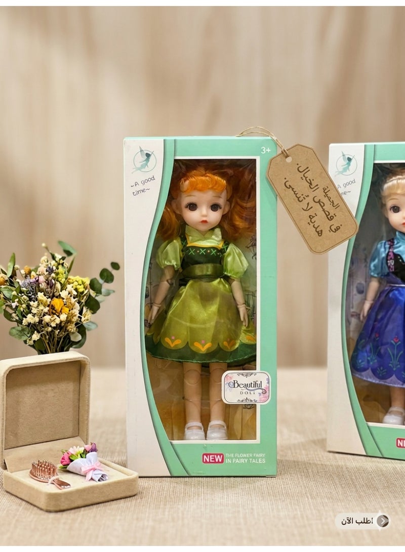 A stylish princess-inspired doll for girls, featuring delicate features, wide eyes, and long, flowing hair, dressed in a delightful gown with charming details. 👗✨ Made from safe and durable materials with movable joints for freedom of movement and poses, this doll is suitable for children 3+ years old, offering hours of imaginative play and fun-filled moments. 🎀💖