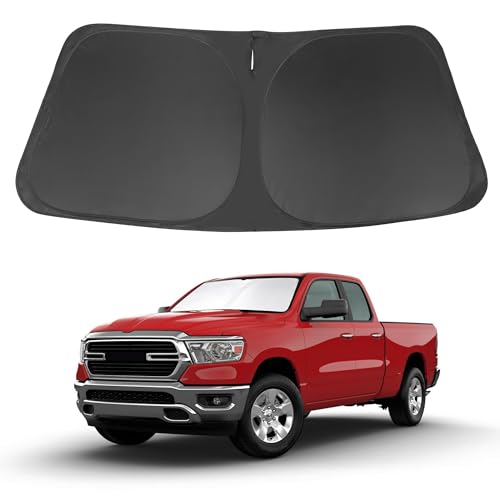 LHFLIVE Windshield Sun Shade for 20192024 2025 2026 Dodge RAM 1500 Accessories CrewCabMegaCab Pickup2Dr RegularCab4Dr QuadCab Custom Fit Foldable Sunshade - Image 1