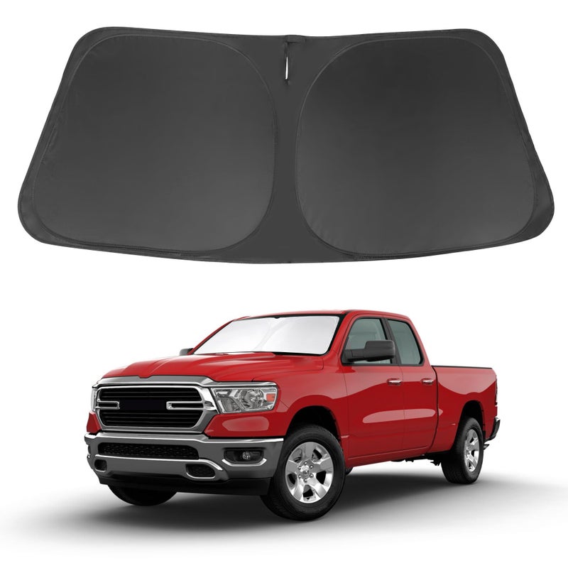 LHFLIVE Windshield Sun Shade for 20192024 2025 2026 Dodge RAM 1500 Accessories CrewCabMegaCab Pickup2Dr RegularCab4Dr QuadCab Custom Fit Foldable Sunshade - Image 3