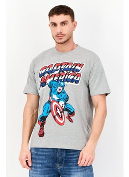 MARVEL Men Crew Neck Short Sleeve Graphic Print T-Shirt, Grey  - Image 1