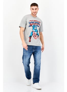 MARVEL Men Crew Neck Short Sleeve Graphic Print T-Shirt, Grey  - Image 2