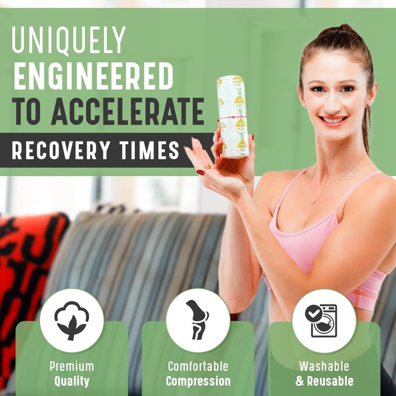 GT Premium Elastic Bandage Wrap (6" 4 Pack) - Hook & Loop Fasteners at Both Ends - Latex Free Hypoallergenic Compression Roll - Reusable Bandages for Waist, Legs, Elbow & Knee Wrap - Image 2