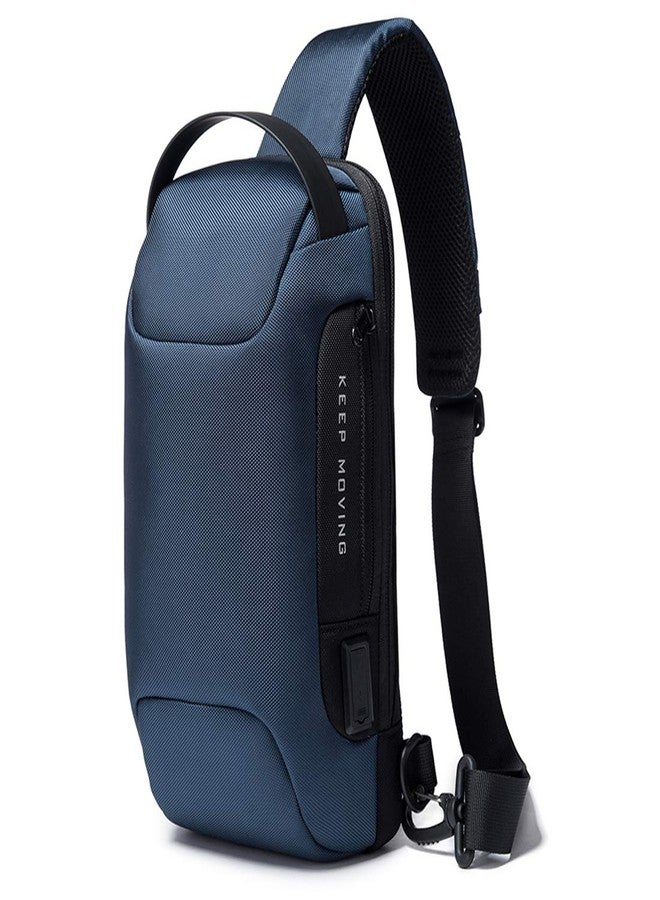 BANGE Unisex Multifunctional Anti-thief Polyester Sling Bag with USB Charging (Blue) - Image 1