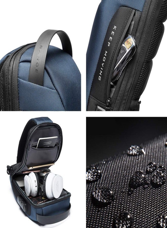 BANGE Unisex Multifunctional Anti-thief Polyester Sling Bag with USB Charging (Blue) - Image 4