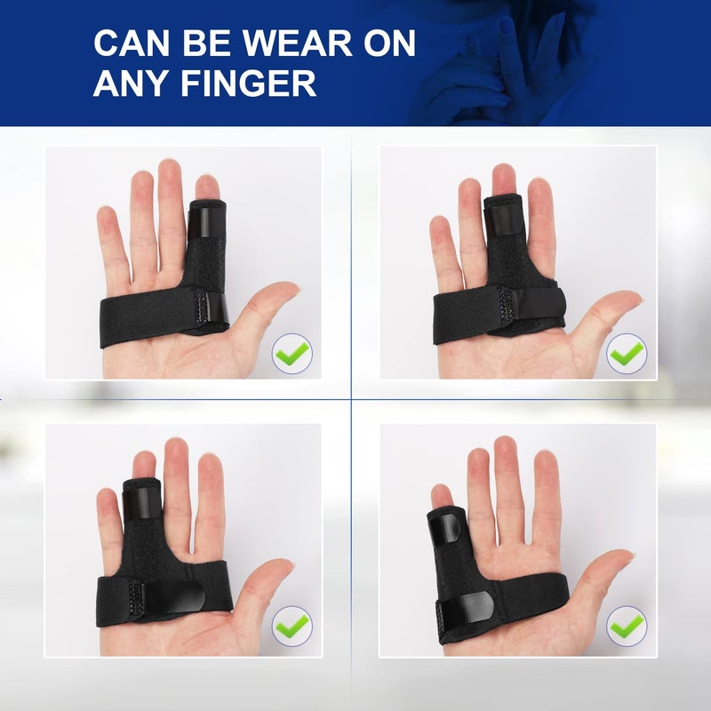 Promifun Finger Braces, Trigger Finger Splints for Straightening, Broken Finger Straighteners Provide Support and Relieve Pain - Black - Image 3