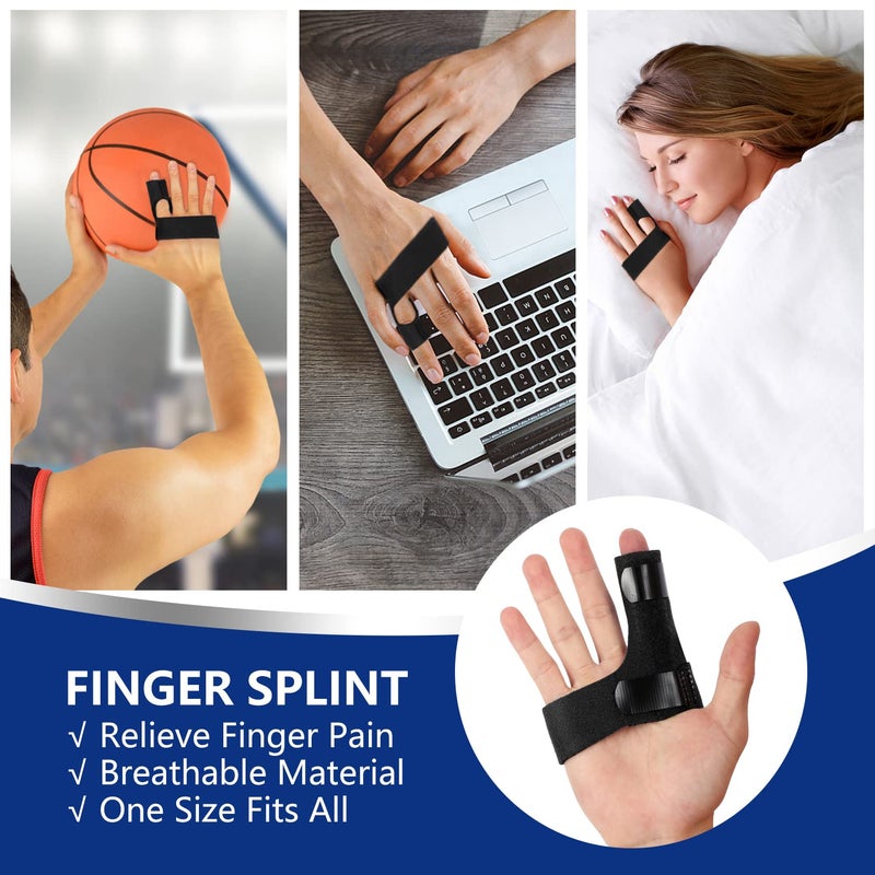 Promifun Finger Braces, Trigger Finger Splints for Straightening, Broken Finger Straighteners Provide Support and Relieve Pain - Black - Image 5
