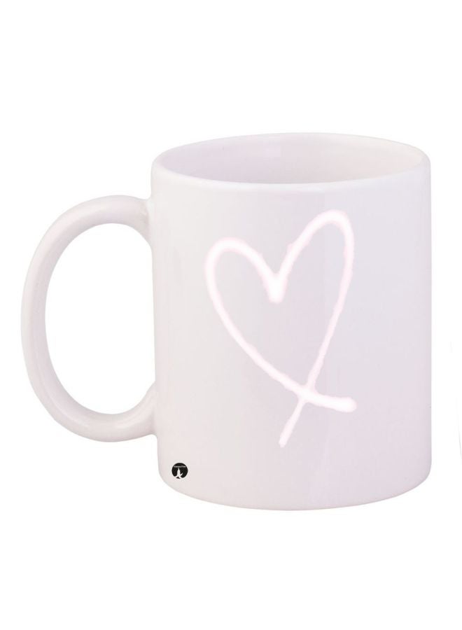 RYN Heart Printed Coffee Mug White 11ounce