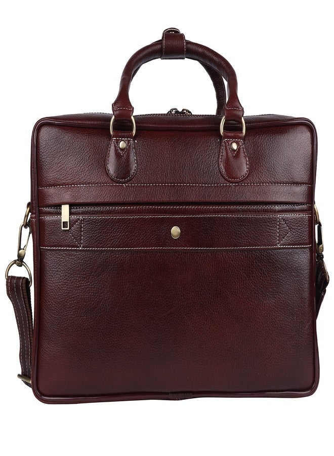 TAURUS Genuine Leather 15.6 Inch Laptop Messenger Bag (BROWN) - Image 2