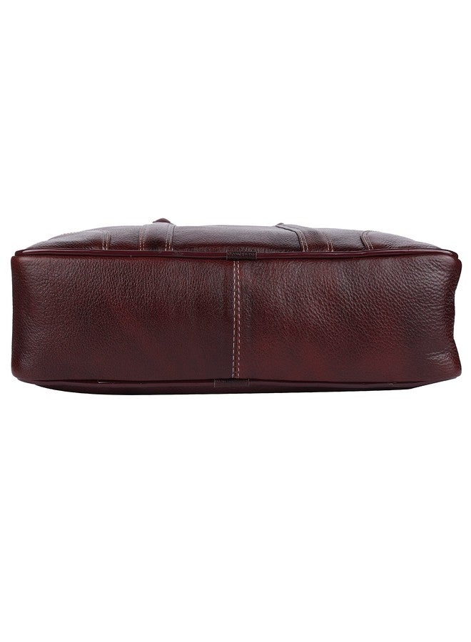 TAURUS Genuine Leather 15.6 Inch Laptop Messenger Bag (BROWN) - Image 4