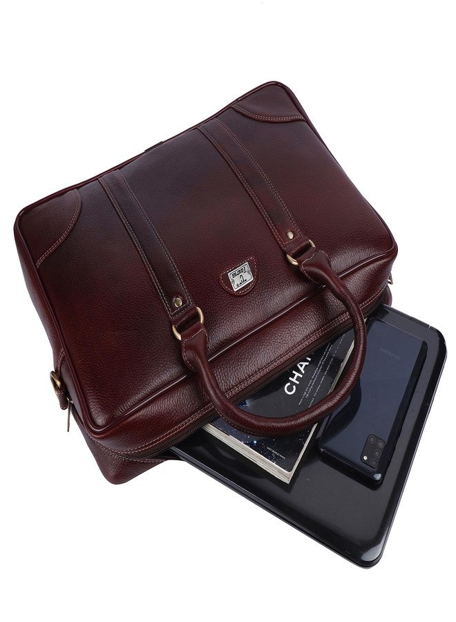 TAURUS Genuine Leather 15.6 Inch Laptop Messenger Bag (BROWN) - Image 5