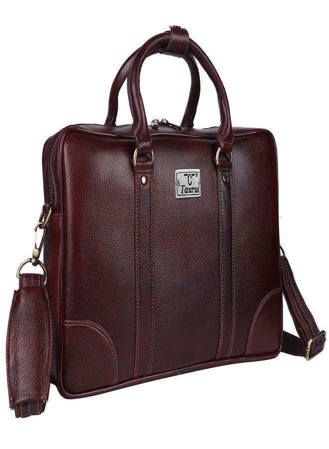 TAURUS Genuine Leather 15.6 Inch Laptop Messenger Bag (BROWN) - Image 1