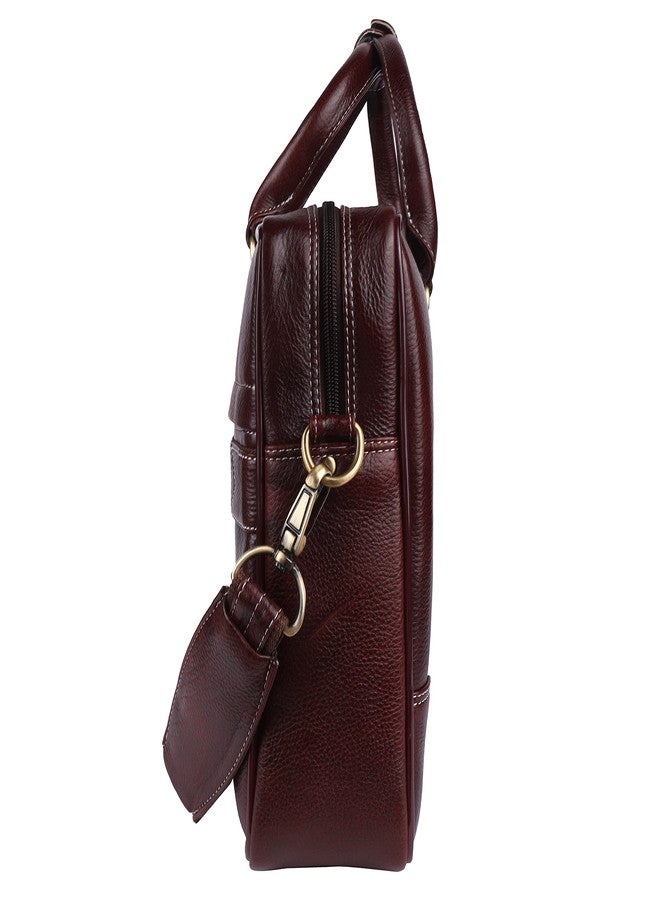 TAURUS Genuine Leather 15.6 Inch Laptop Messenger Bag (BROWN) - Image 3