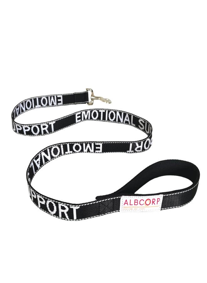 Albcorp Emotional Support Dog Leash 4 FT x 1 Inch – Reflective ESA Leash with Embroidered Emotional Support Lettering, Heavy-Duty Nylon, Padded Neoprene Handle, (Black, Emotional Support) - Image 2