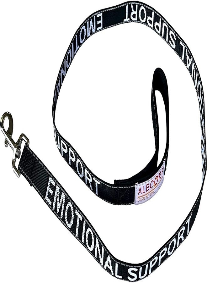 Albcorp Emotional Support Dog Leash 4 FT x 1 Inch – Reflective ESA Leash with Embroidered Emotional Support Lettering, Heavy-Duty Nylon, Padded Neoprene Handle, (Black, Emotional Support) - Image 1