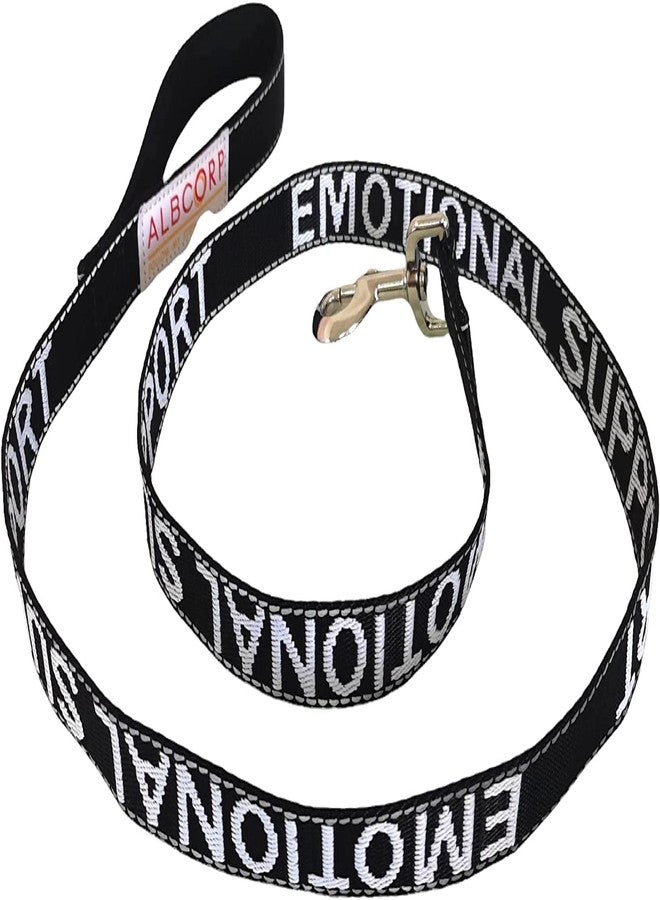 Albcorp Emotional Support Dog Leash 4 FT x 1 Inch – Reflective ESA Leash with Embroidered Emotional Support Lettering, Heavy-Duty Nylon, Padded Neoprene Handle, (Black, Emotional Support) - Image 3