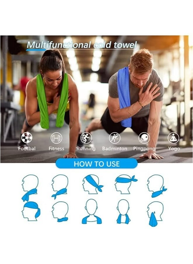 YOUGE 4Pcs Cooling Towel, Ice Sports Towel, Cool Towel for Instant Cooling,for Yoga, Travel, Golf, Gym,Camping, Fitness, Running, Workout & More Activities (31.5"x11.8") - Image 3