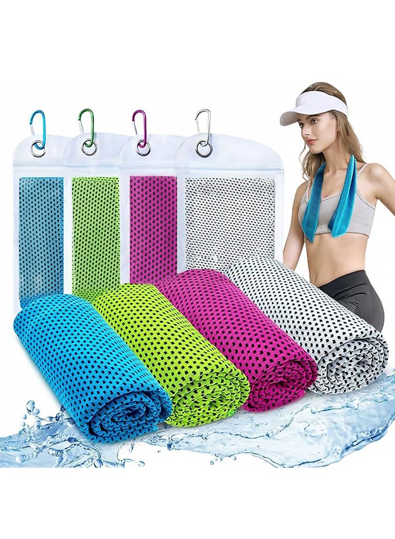 YOUGE 4Pcs Cooling Towel, Ice Sports Towel, Cool Towel for Instant Cooling,for Yoga, Travel, Golf, Gym,Camping, Fitness, Running, Workout & More Activities (31.5"x11.8") - Image 1