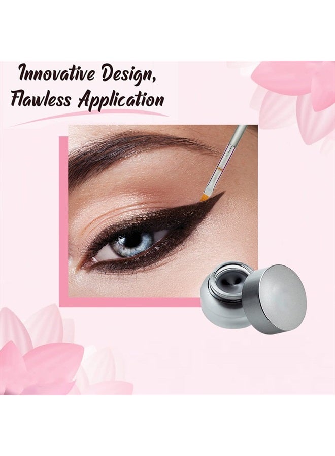 VERTEX Eyeliner Brush Set Pencil Liquid - Gel Liner Winged Makeup Brushes Small Angle Firm Angled Bristles Wing Kit Black Stamp Pen Stencils Thin Flat Stencil Perfect Definer Sharpener Cat Eye With Waterproo