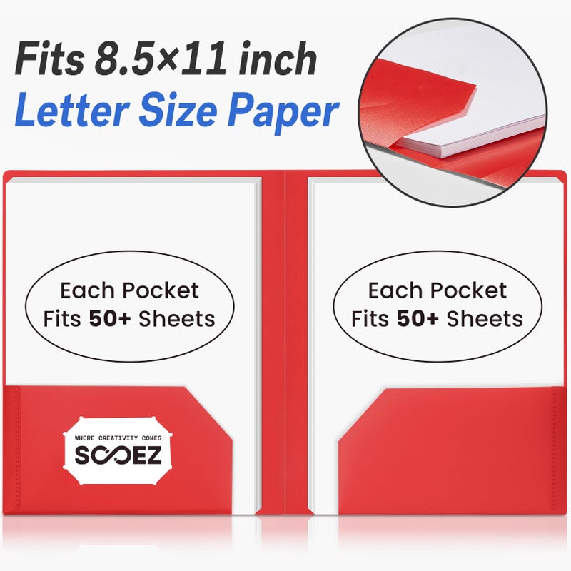 Sooez 7 Pack Folders with Pockets, 2 Pocket Folders with Extra Labels, Plastic Folder with Pockets, Heavy Duty File Folder Bulk, School Business Office Filing Supplies - Image 4