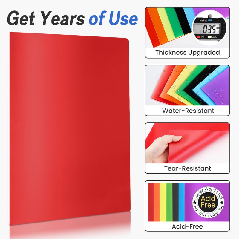 Sooez 7 Pack Folders with Pockets, 2 Pocket Folders with Extra Labels, Plastic Folder with Pockets, Heavy Duty File Folder Bulk, School Business Office Filing Supplies - Image 3