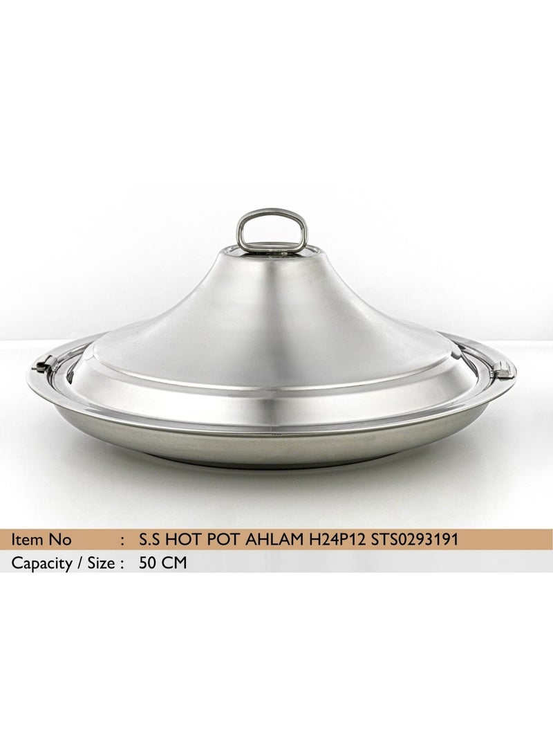 رادین قدر ساخن من الفولاذ المقاوم للصدأ الفاخر 50 سم – طبق تقديم معزول لتسخين الطعام مع غطاء للاستخدام المنزلي وتناول الطعام - Image 2