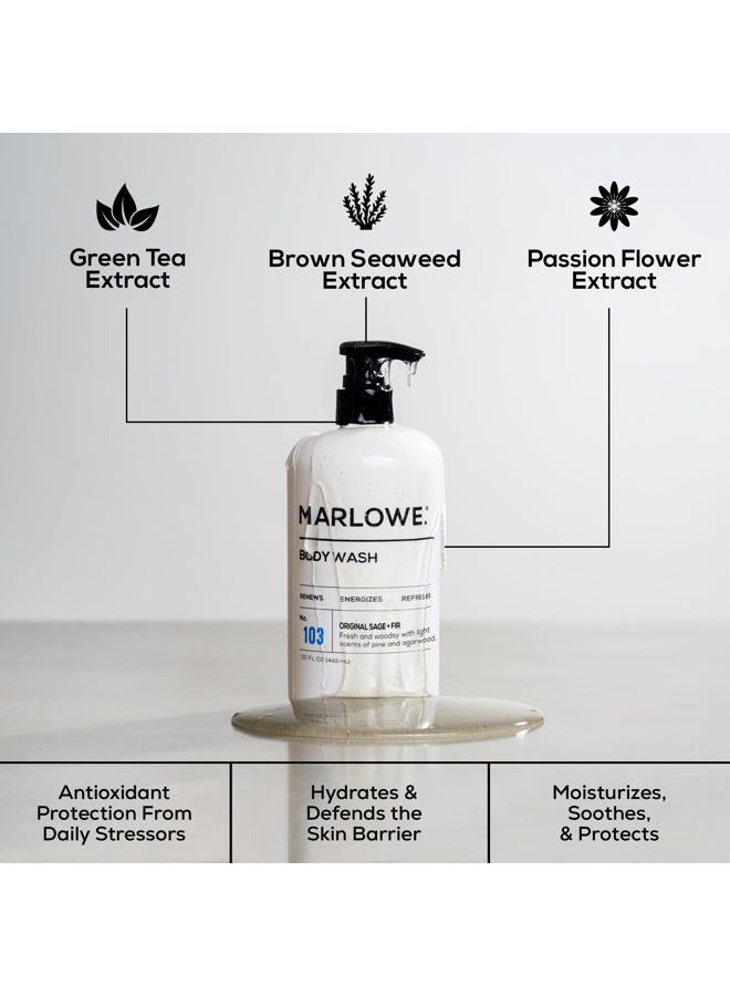 Marlowe No. 103 Men's Body Wash 16 oz | Energizing & Refreshing | Made with Natural Ingredients | Aloe & Green Tea Extracts - Image 2