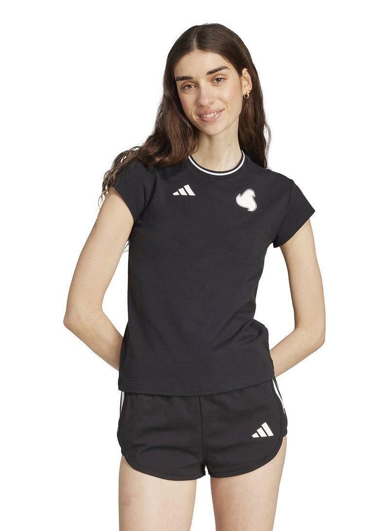 اديداس تي شيرت قطن للأطفال بتصميم خطوط ثلاثية - Image 3