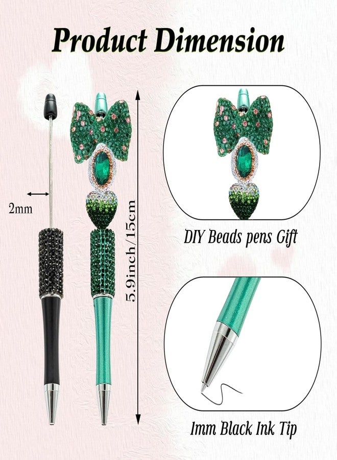 KUNHEHO 24Pcs Pearl & Diamond Beadable Pens bulk Multicolor Retractable Writing Pens Plastic Black Ink Bead Pens Ballpoint Pens Pen Making Kit DIY Pens - Image 2