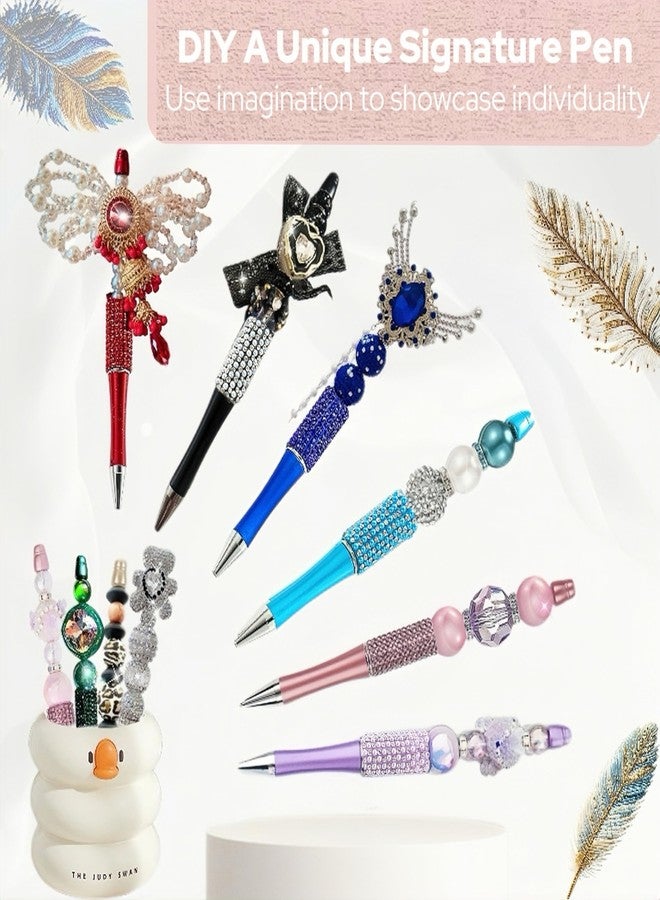 KUNHEHO 24Pcs Pearl & Diamond Beadable Pens bulk Multicolor Retractable Writing Pens Plastic Black Ink Bead Pens Ballpoint Pens Pen Making Kit DIY Pens - Image 4