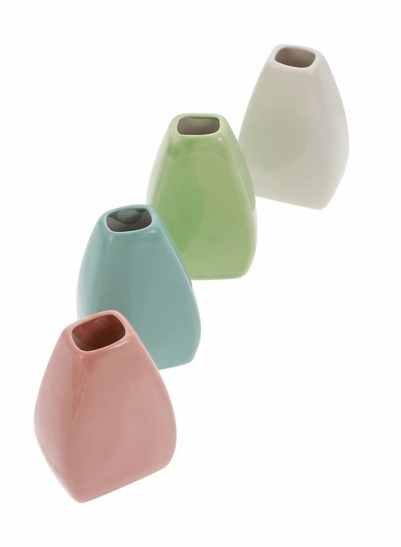 Y&D 4pcs Ceramic Flower Vase Mini Vintage Bohemian Small Bud Pot Decoration - Image 1