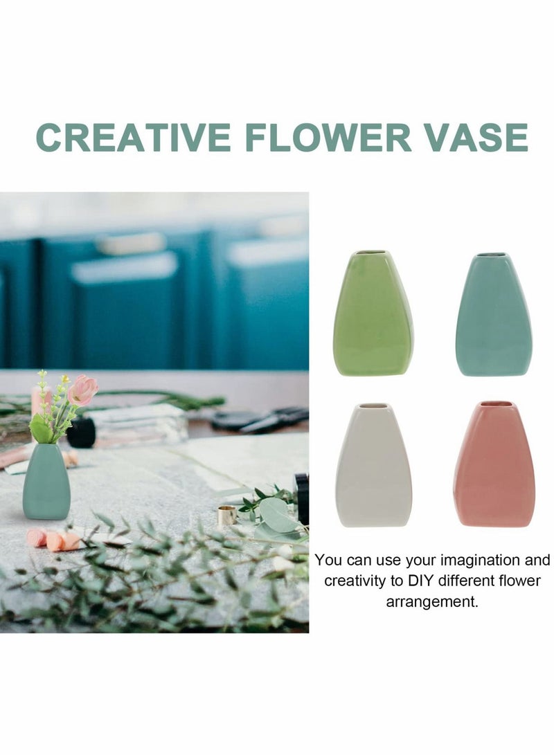 Y&D 4pcs Ceramic Flower Vase Mini Vintage Bohemian Small Bud Pot Decoration - Image 3