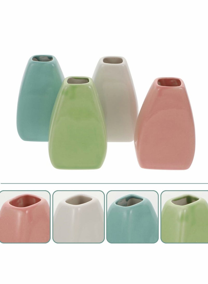 Y&D 4pcs Ceramic Flower Vase Mini Vintage Bohemian Small Bud Pot Decoration - Image 5