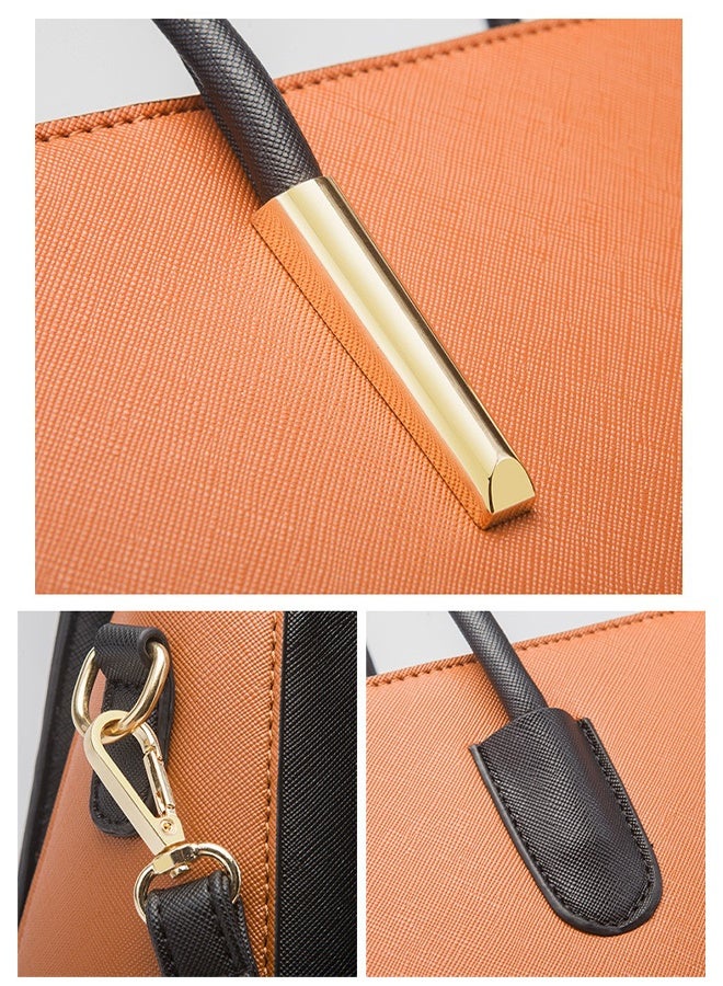 general New Fashion 4-Piece Set: Color-Blocked Large-Capacity Tote and Convertible Crossbody Organizer Bag, Designed for Women - Image 4