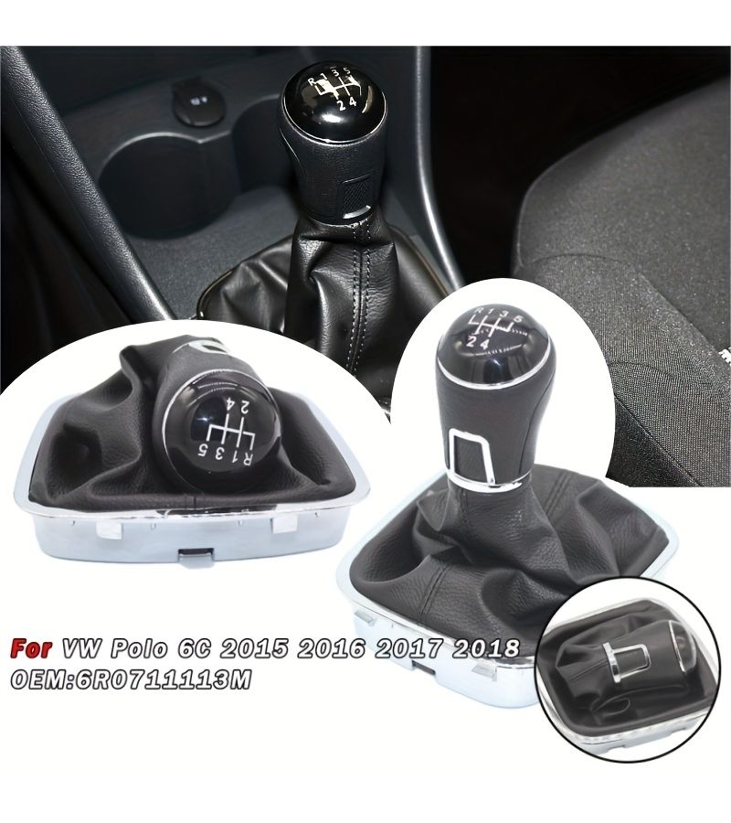 Universal 5 Speed PU Leather Gear Shift Knob Lever Manual Shifter Dust Cover For VW 2015-2018 - Image 3