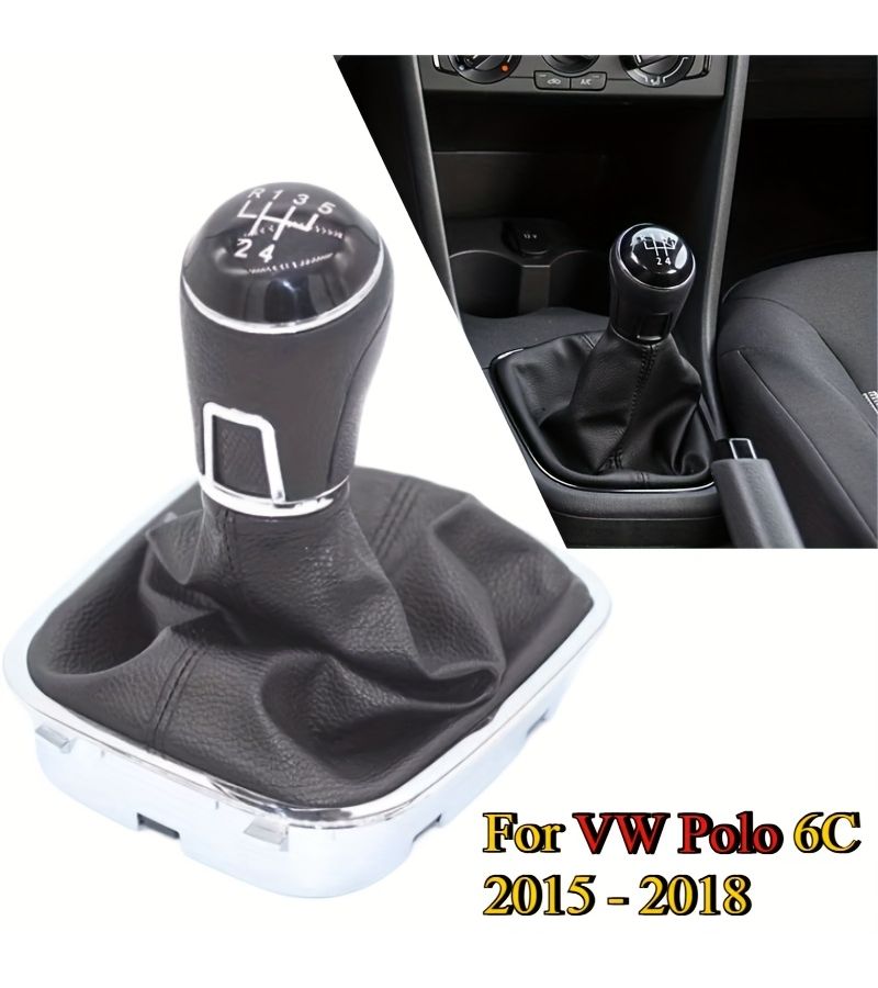 Universal 5 Speed PU Leather Gear Shift Knob Lever Manual Shifter Dust Cover For VW 2015-2018 - Image 1