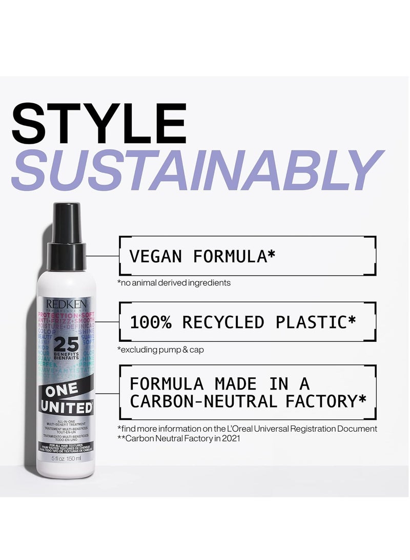 Redken One United All-In-One Leave In Conditioner - Multi-Benefit Leave In Treatment For All Hair Types, Heat Protectant and Detangler Spray, Paraben-Free, 13.5 Fl Oz - Image 3