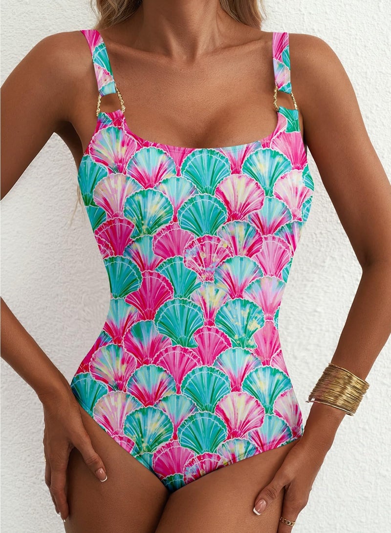 Herseas Women's Metal Ring Wide Straps Fashionable One Piece Swim Suits 2026 Floral Print Tummy Control Fast Dry High Elasticity Long Torso Bathing Suit Large - Image 4