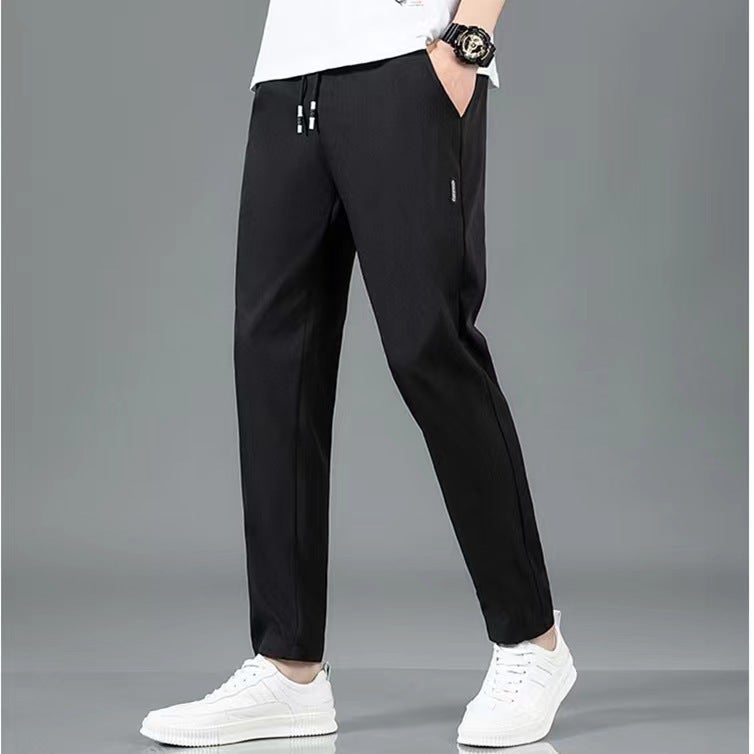 Mens Work Pants Mens Work Loose Wear-resistant Dirty Construction Workplace Clothing Breathable Ice Silk Quick-drying Work Pants Black Standard Trousers Black