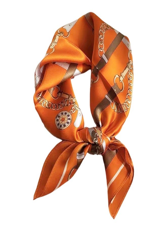 Aufeel 100% Real Mulberry Silk Women Small Square Neck Scarfs 21" Lightweight Headscarf Printed Neckerchief Gift Packed, Orange 6, S - Image 1