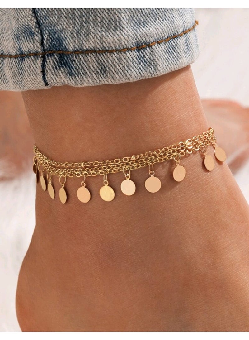 Shein Round Charm Layered Anklet - Image 1