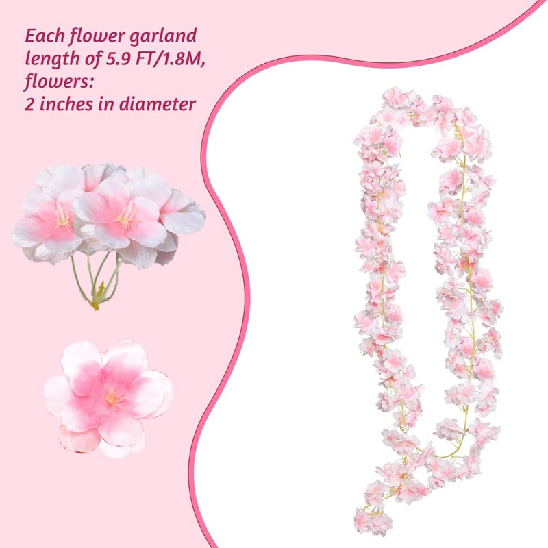 Artificial Cherry Blossom Garlands: 4 Pieces Of 23.6 Ft Pink Fake Sakura Vines - Romantic Elegant Atmosphere Silk Flower Vines For Wedding, Party, Home Decor - Image 3