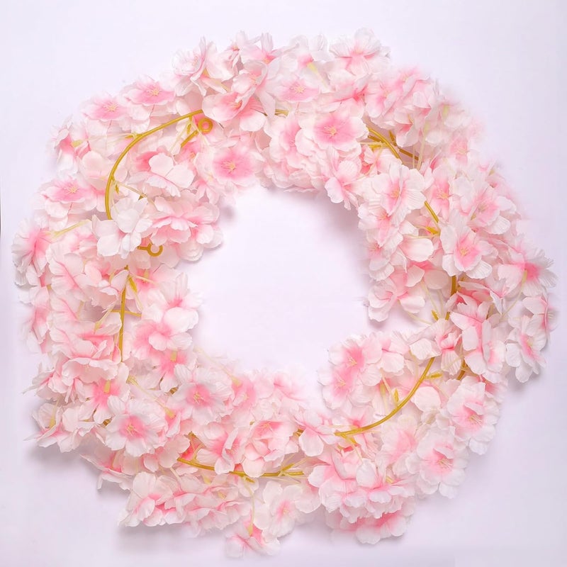 Artificial Cherry Blossom Garlands: 4 Pieces Of 23.6 Ft Pink Fake Sakura Vines - Romantic Elegant Atmosphere Silk Flower Vines For Wedding, Party, Home Decor - Image 5
