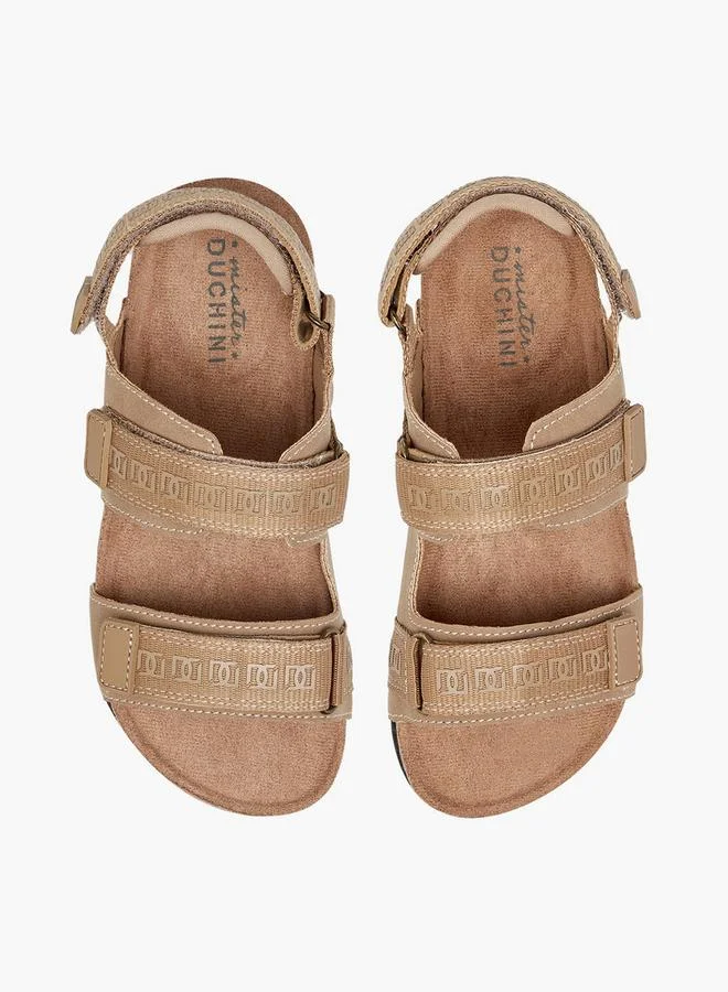 Mister Duchini Monogram Textured Sandals With Hook And Loop Closure