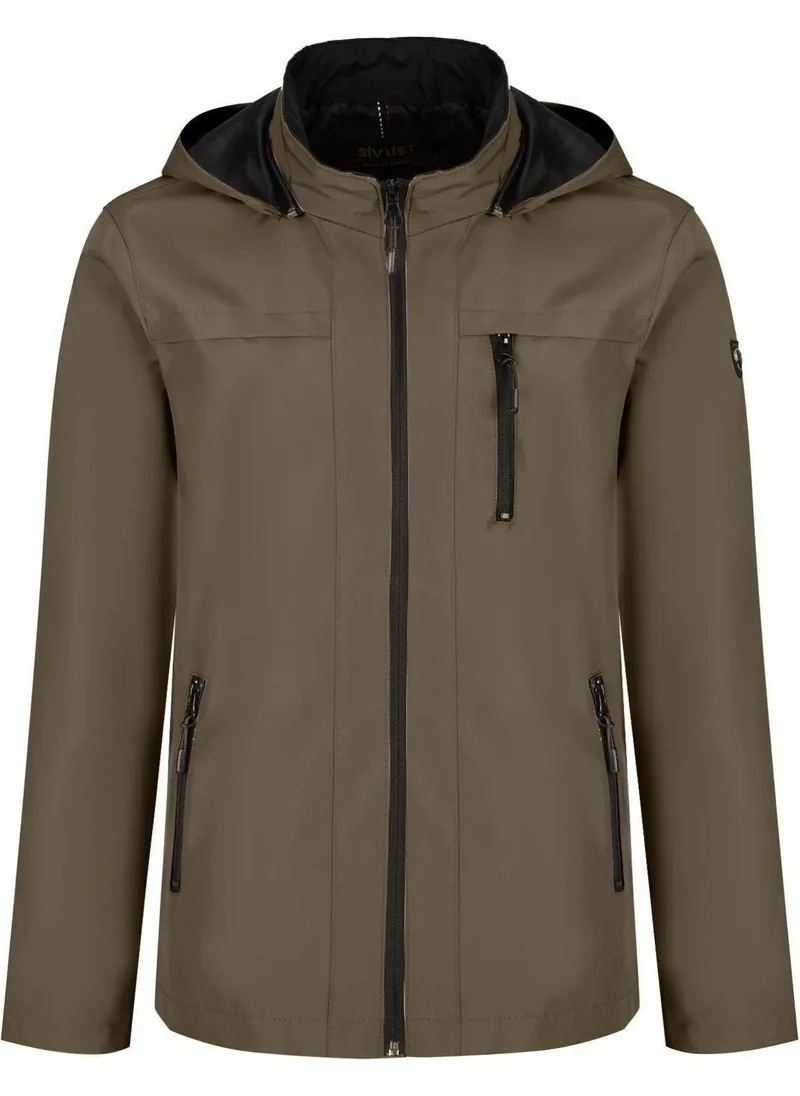 سيفيست Men's Green 100% Waterproof Summer Jacket with Removable Hood and Inner Pocket