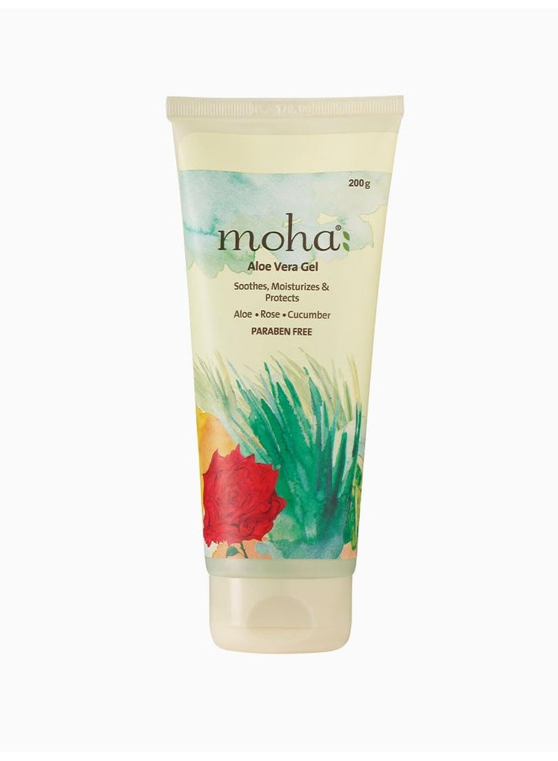 moha Aloe Vera Gel Enriched With Rose and Cucumber For Face and Skin  Pure and Natural Face Gel Helps in Healing of Skin 200Gm Pack of 1 - Image 1